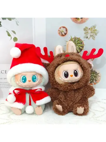 Mini Doll'S Clothes Outfit Accessories For Labubu Idol V1 V2 Christmas Cookie Man Sweater Hat New Year Clothes Gift