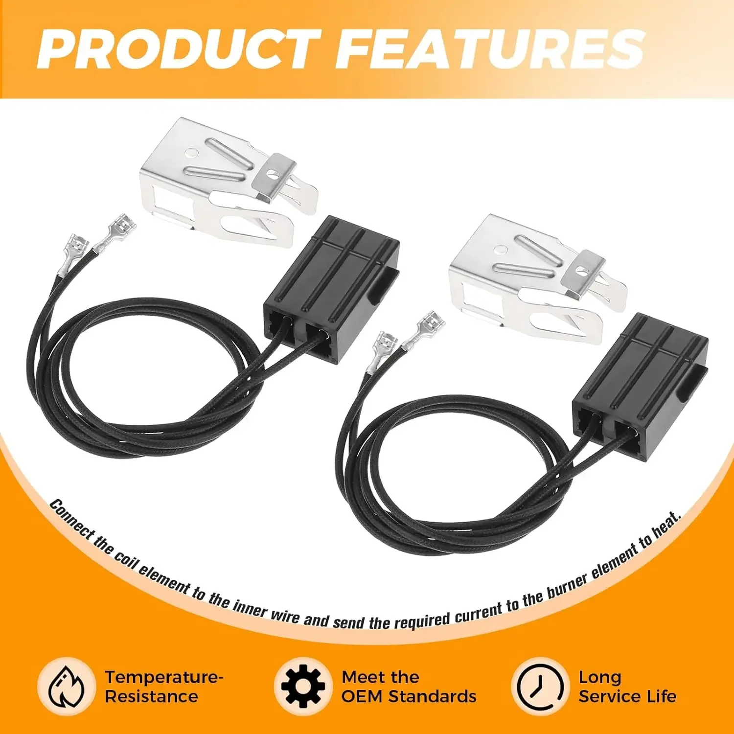 4pcs WB2X8228 Element Receptacle and Wire Set fit for GE Hotpoint Kenmore Electric Stove Burners AP2013499 WB62X5401 WB62X5405