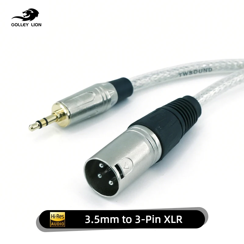 3.5mm Stereo TRS Male To XLR 3Pin Male Extension Cable 0.3m Audio Cable Adapter Wire Accessories for Headphone Microphone Mixer
