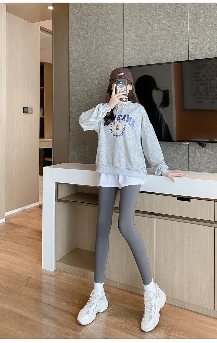 Woman Push Up Leggings Footed Sweat-Absorbing Slashed Asymmetric Solid Butt-Lift Pressed Wide-Legged Stylish Breathability Ladys