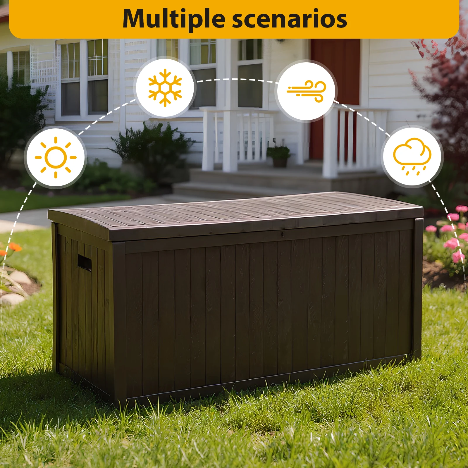 

100 Gallon Deck Box Large Outdoor Storage Boxfor Patio Furniture Outdoor Cushions Garden Tools Sports Equipment & Pool Supplies