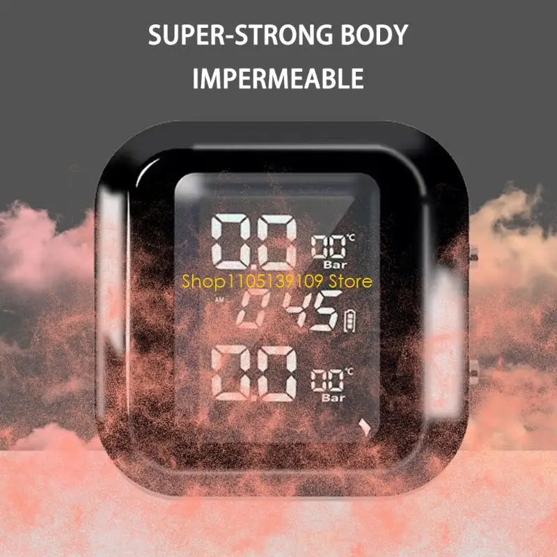 شاشة LCD لمراقبة ضغط الإطارات للدراجات النارية مع تنبيهات قابلة للتعديل وأجهزة استشعار خارجية مقاومة للماء للمركبات ذات العجلتين