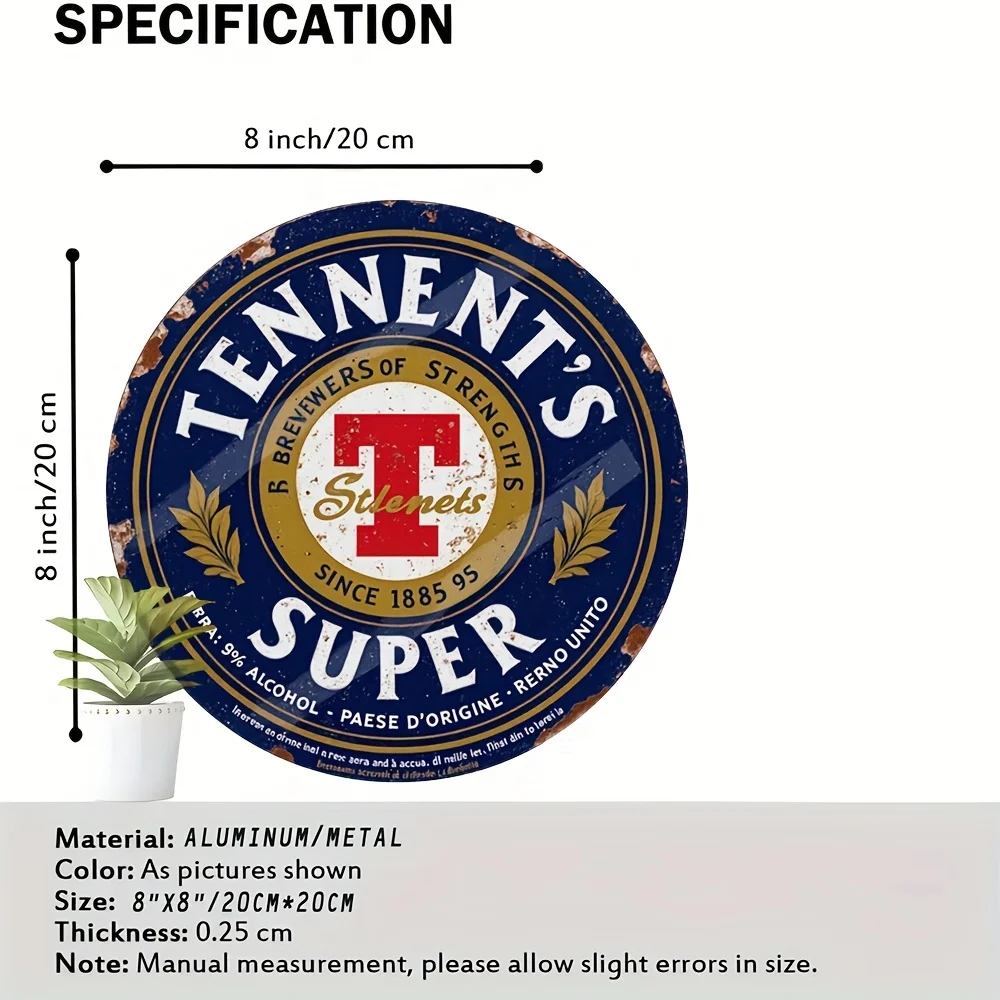 2D Flat, 1pc Tennent's Brewing Legends Vintage Metal Wall Decor - Heavy-Duty Aluminum Brewing Heritage Sign (1885-2015), Tennent