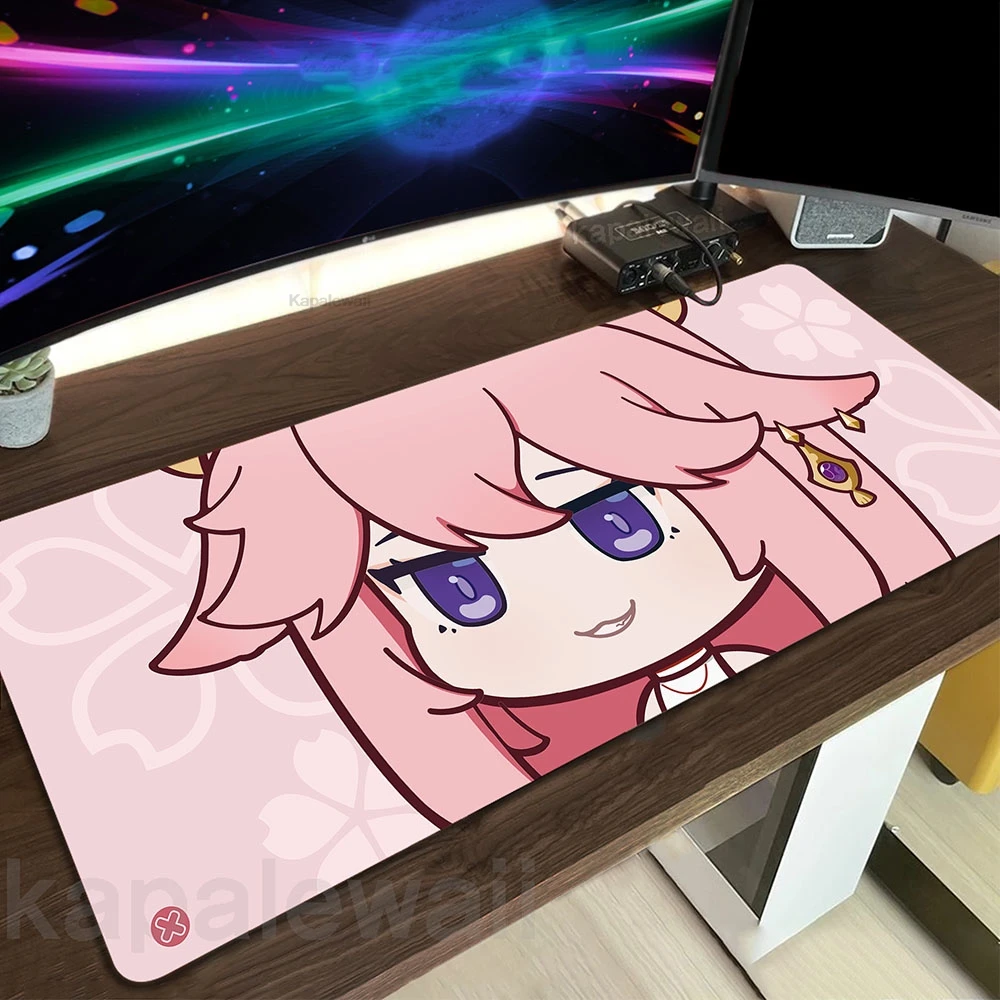 

Kawaii Girl Mousepad New Arrivals Large Gamer Genshin Impact Mouse Pad Game Locking Edge Mouse Mat Gaming Keyboards Pads XXL