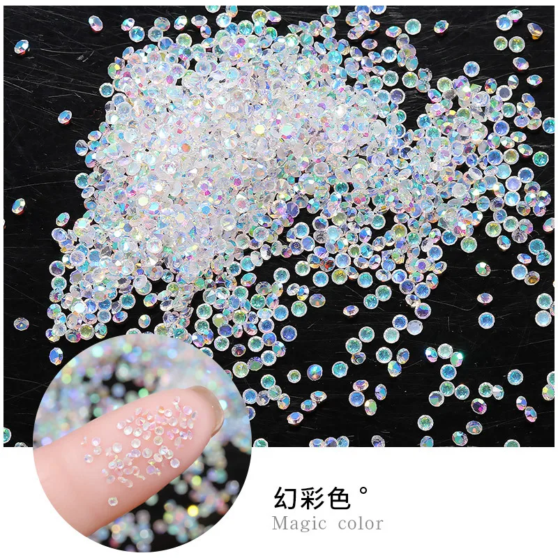 1300PCS 1.2MM Super Sparkle Mini Sharp Diamonds Clear AB Colorful Crystal Sand Nail Art Rhinestones Decorations Manicure Charms