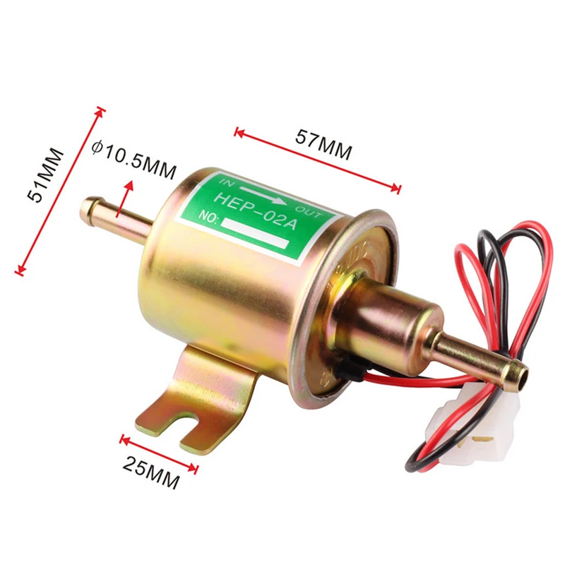 HEP02A Pompe à Carburant Électrique Universelle 12V Basse Pression Boulon FiosphWire Diesel Or Pour Buretor Moto RL HEP-02A