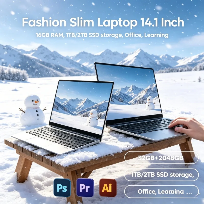 

Intel Core 6500Y Ultra Thin 14.1" Laptop Win11 DDR4 2TB High Capacity Storage Portable Notebook For Daily Work Study