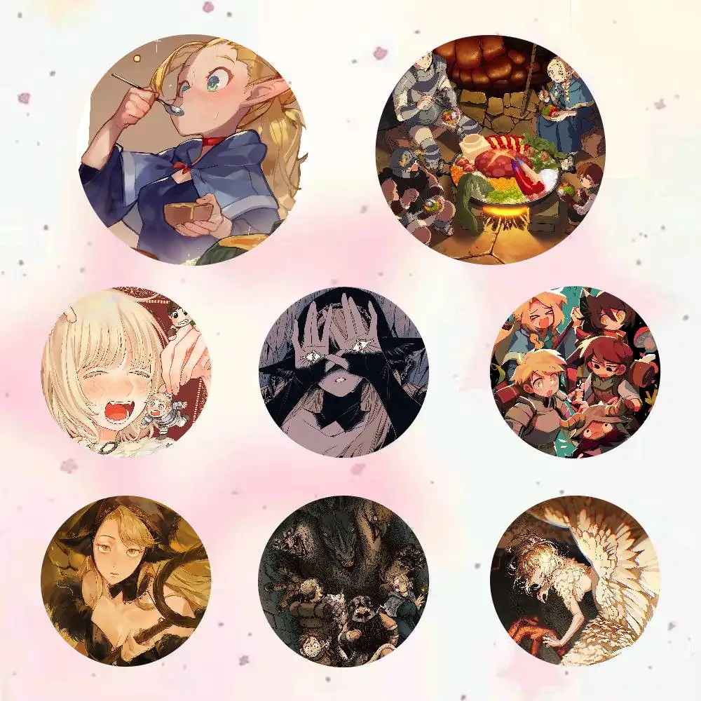 Anime Delicious In Dungeon Oft Button Pin Creativity Manga Round Badge Cartoon Brooches For Bag Jacket Collar Decor Gift ﻿