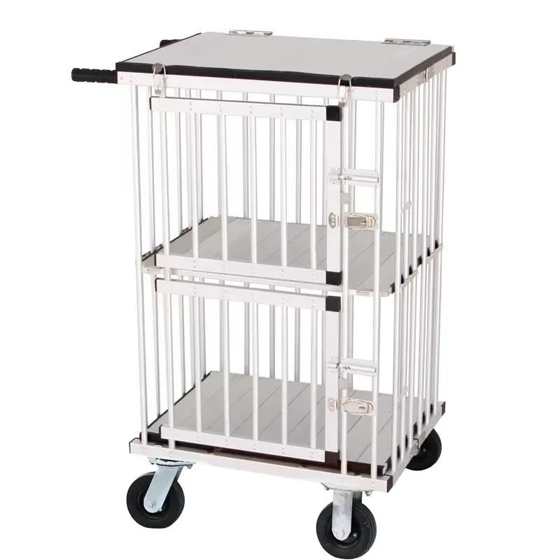 Pet handcart carrier exhibition aluminum lightweight portable outdoor dog salon with foldable wheels