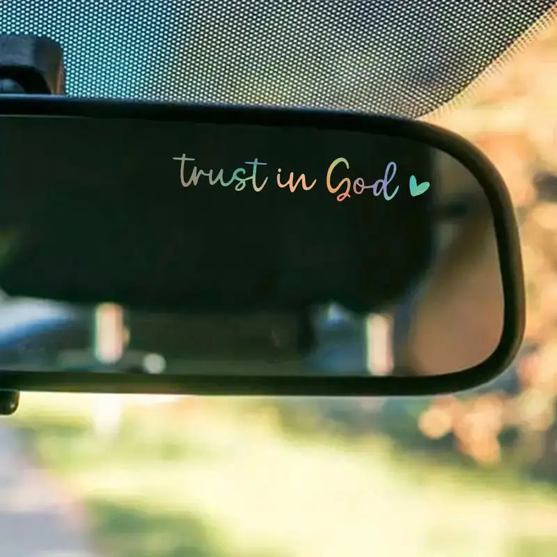 Rear View Glass Sticker Trust In God Car Stickers 2 Pieces Car Decals Car Decals Rear View Glass Accessories For Family Friends