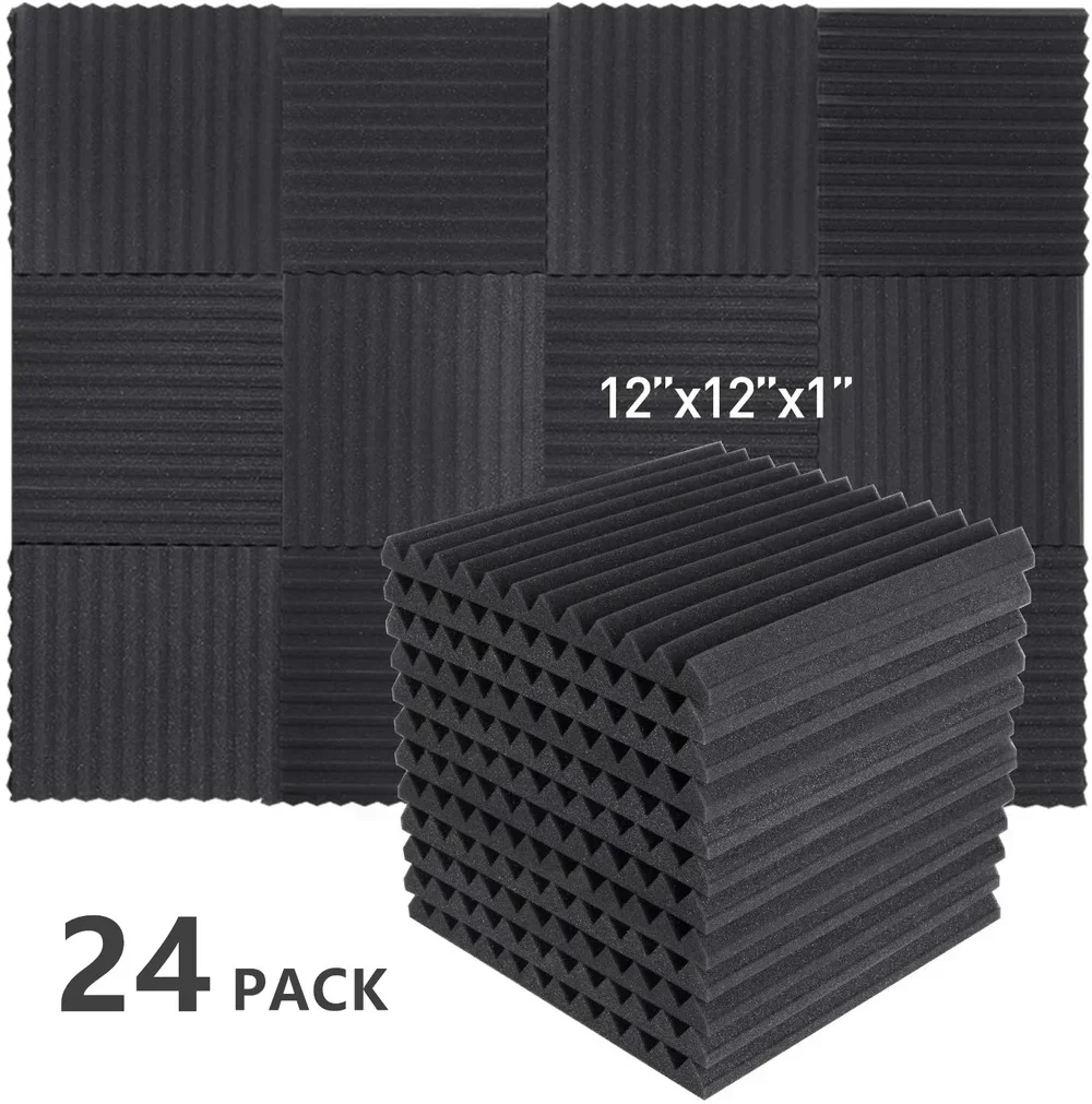 

24PCS Sound Foam Sponge 30x30x2.5cm Studio Acoustic Foam Flame Retardant Protective Soundproof Absorption Treatment Wall Panel