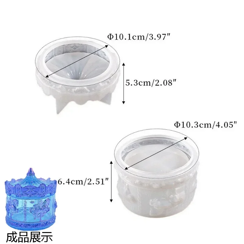 Jar Resin Mold Carousel Silicone Jar Molds with Lids Epoxy Resin Casting Molds,DIY Jewelry Storage Box Organizer Candy Container view 5