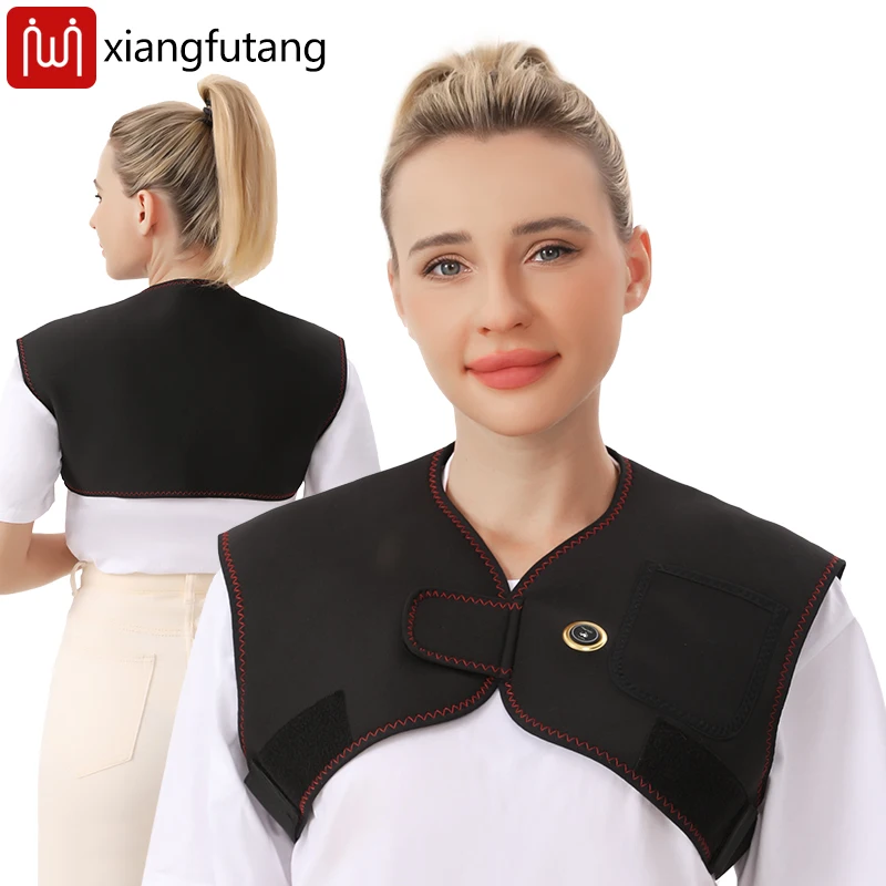 

Carbon Fiber Heated Vest with Shoulder Vibration Massager Relieves Frozen Shoulder Pain Reduces Back Stiffness Home office wear