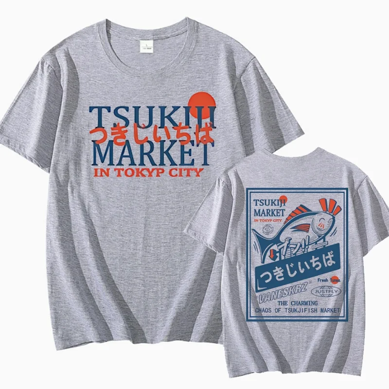Japanese Puffer Fish T-Shirt Tokyo Style Graphic Tshirts Cotton Short Sleeve Round Neck Printed Tshirts Y2k Streetwear Clothes