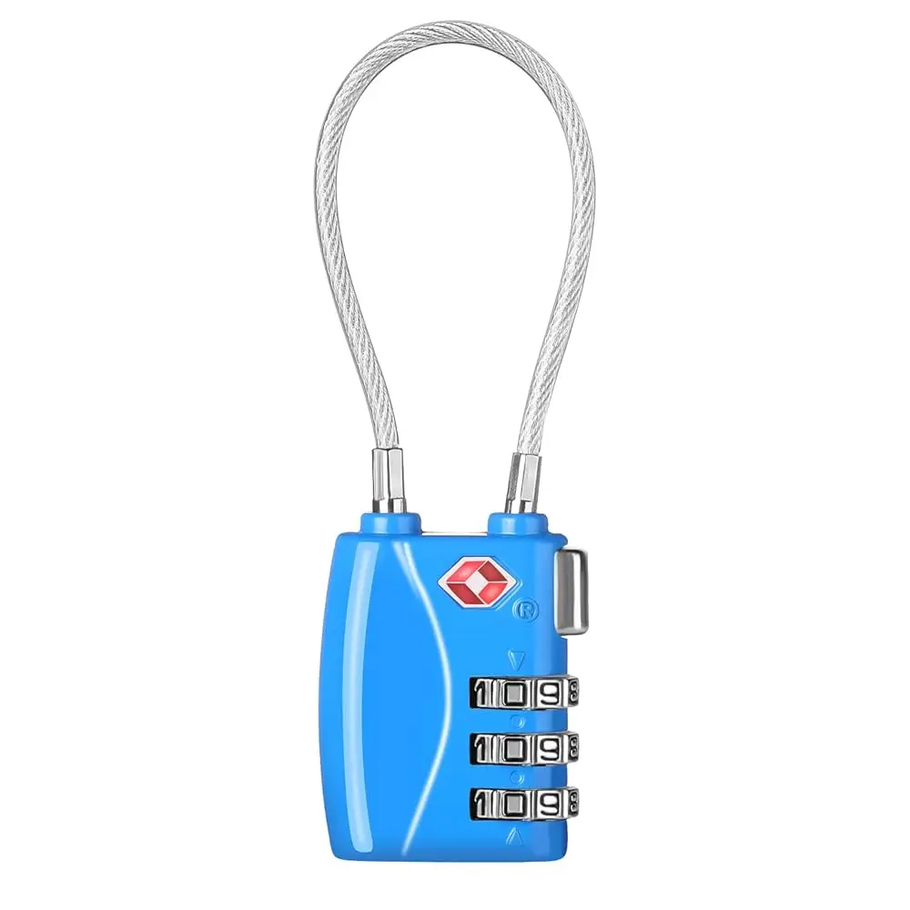 

Замок TSA с проволочной веревкой для путешествий, багажа, чемоданов, рюкзаков, кейсов для пистолетов (синий)