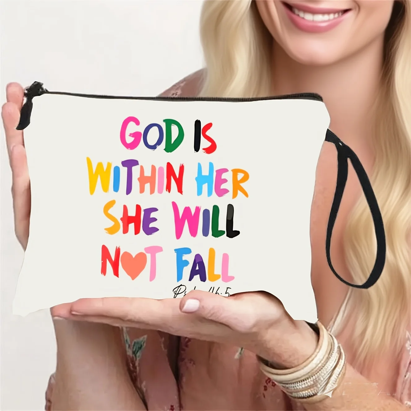 Bible Verse Colorful Creative let Organizer Pouch Coin Purse Makeup Bag Toiletry Bag Suitable for Daily Use Holidays and