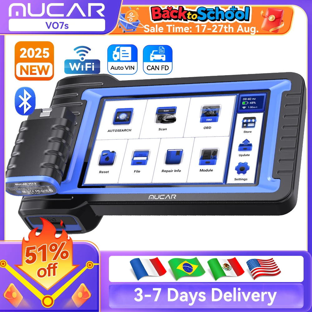 

MUCAR VO7S/VO7 автомобильный диагностический инструмент двунаправленное кодирование ECU сканер Obd2 полная диагностика системы 28, сброс AutoAuth для FCA SGW