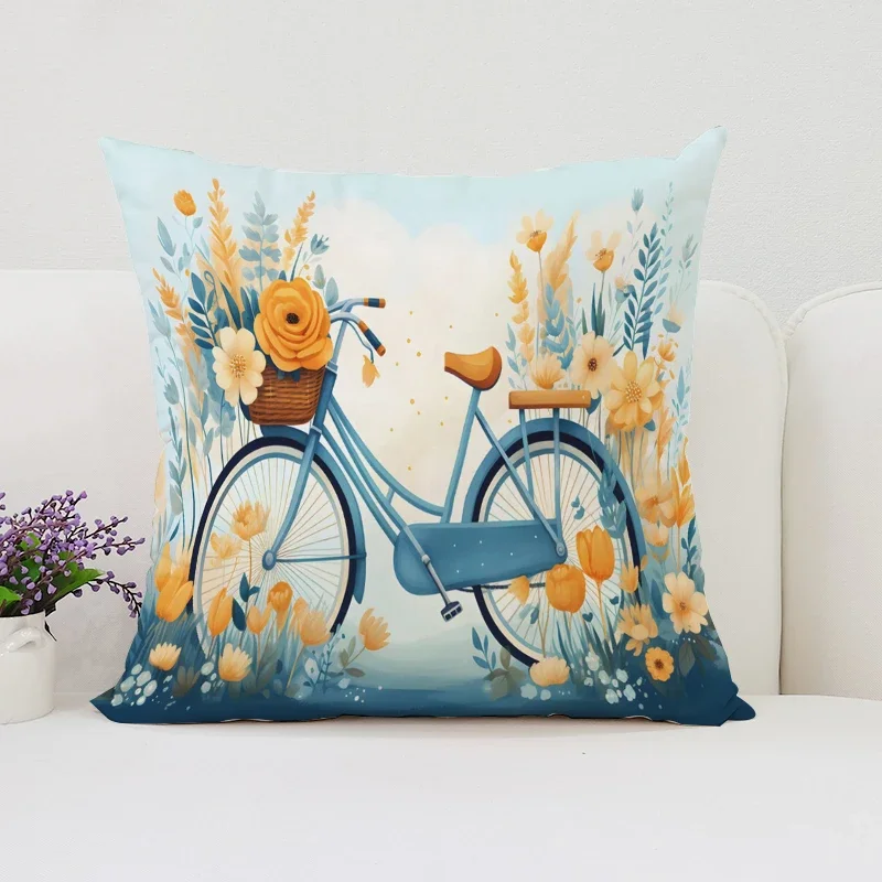 45x45 Pillow Cover Vintage Bicycle Double Sided Printed Sofa Decorative Cushion Cover Home Gift Room Decorative Cushion Cover