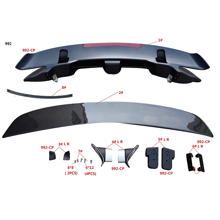 High Quality Upgraded Electric Rear Wing Carbon Fiber ABS Convertible Cabriolet Auto Rear Spoilers for 992 2