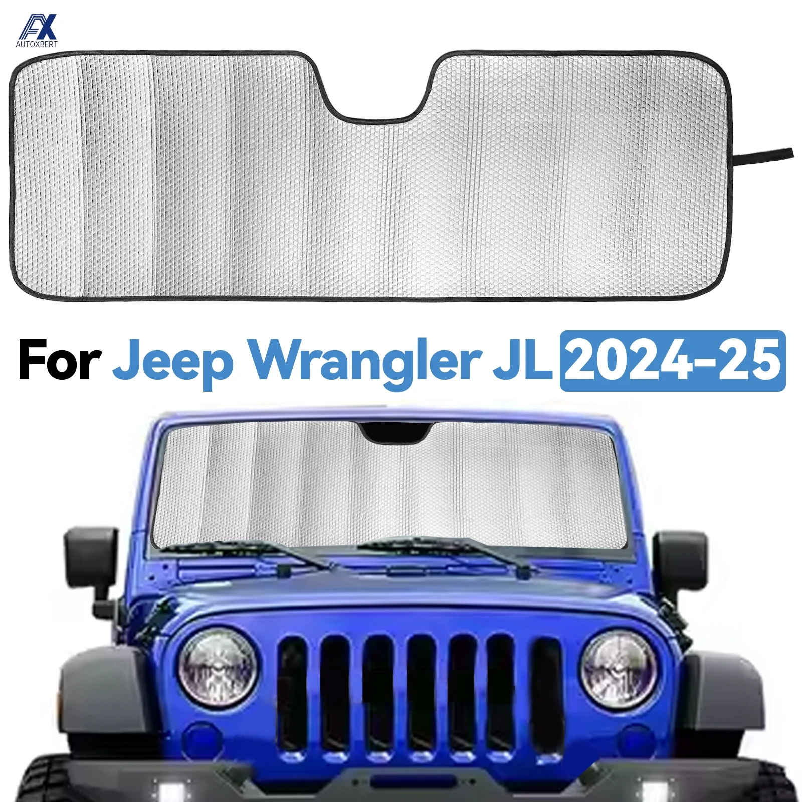 

For Jeep Wrangler JL 2/4 Door 2024 2025 Windshield Sun Shade Foldable Front Window Blackout Shades Sun Blocker Protector Cover