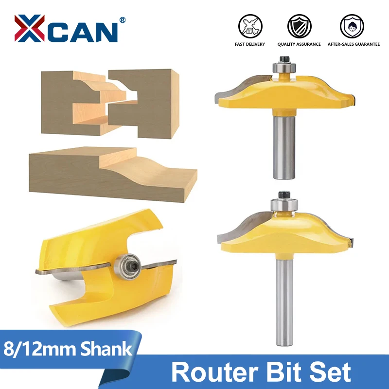 

XCAN 3pcs Door Panel Cabinet Tenon Router Bit Set 8mm/12mm Shank Roman Ogee Stile & Rail Assembles Router Bit Woodworking Tools