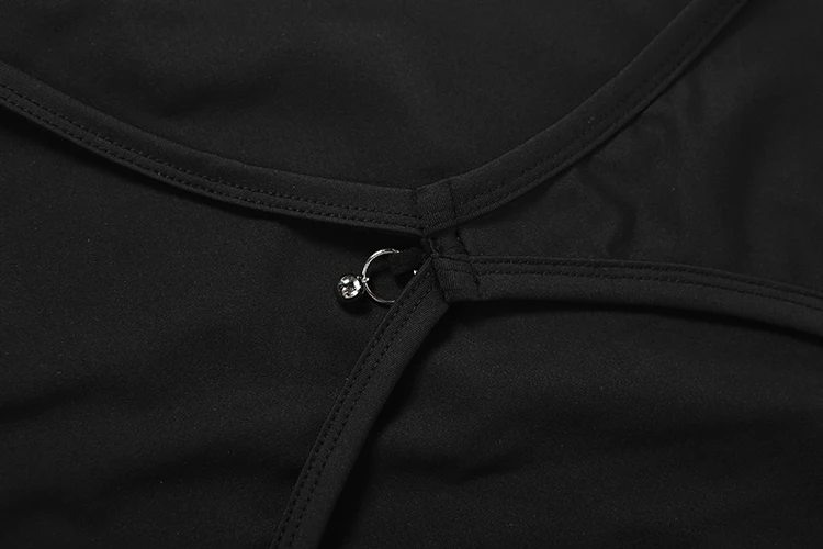 Weird Puss Cross Rückenfreies Tanktop für Damen, Hottie Sexy Bell Patchwork Rollkragen, Ärmellos, Trendiges Midnight Street Club Crop-Top – Detail 8