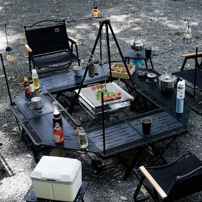 Outdoor multi-functional camping table, aluminum alloy ultra-light foldable folding table
