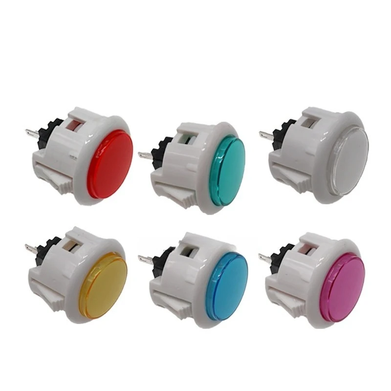 10pcs 30mm Two-Tone Snap-in Arcade Push Buttons Outer Opaque Inner Transparent Game Cabinet Parts