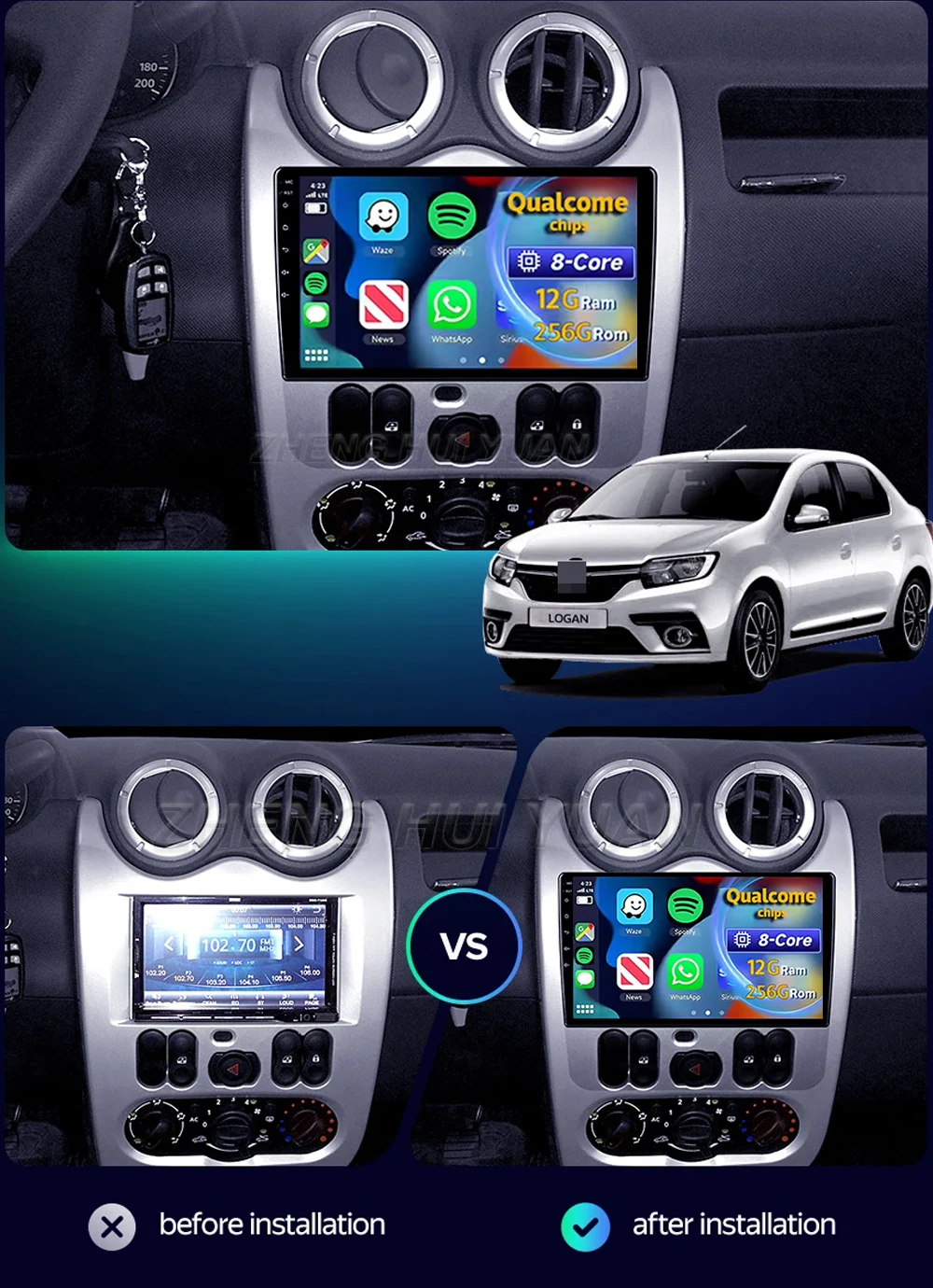 Android 16 car carplay auto For Renault Logan 1 Sandero 2009 - 2015 For Dacia Duster 2010 - 2017 For Lada Largus 2012 - 2021