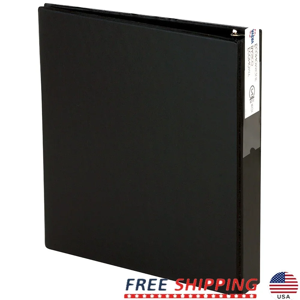 الاقتصاد 3 حلقة الموثق 3 بوصة حلقات مستديرة غطاء أسود غير لامع 460 صفحة سعة اثنين جيوب داخلية حامل التسمية