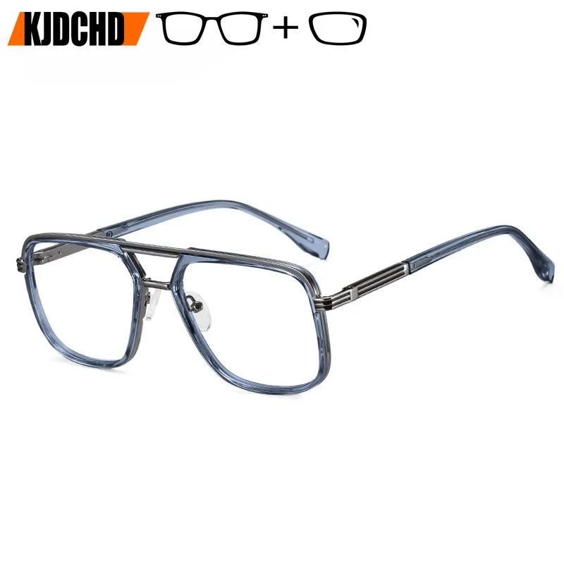 KJDCHD (L) Simple Men Pilot Myopia Hyperopia Prescription Glasses Trendy Anti Blue Ray Photochromic Progressive Reading Eyeware