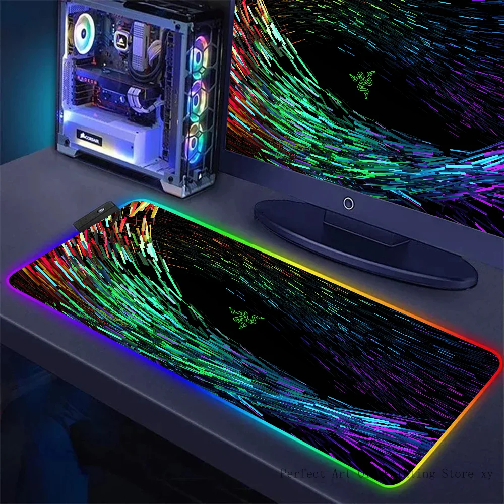 1PC Razer Logo XXL RGB Gaming Mouse Pads HD Black Gamer Accessories Large LED