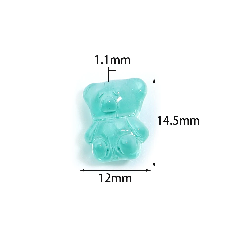 20pcs Bear Glass Beads Colorful Cute Lampwork Loose Spacer Bead For Jewelry Making DIY Necklace Bracelet Phone Chain Accessories view 2