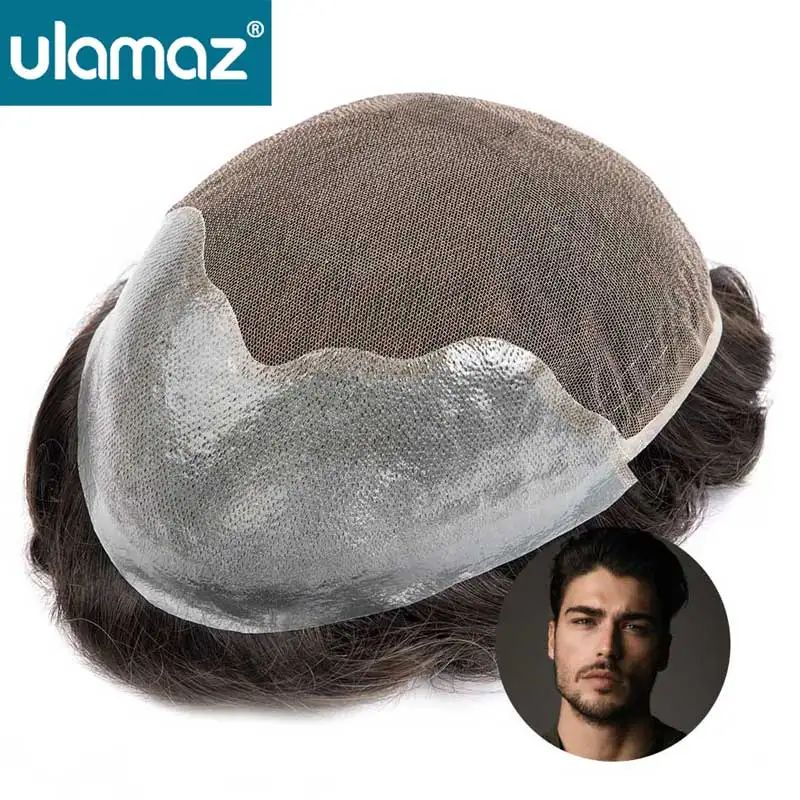 Capillary Male Hair Prosthesis Soft Swiss Lace Toupee Man Wig Human Hair 100% Natural Hair Wig Men's Lace Pu Hair System Unit