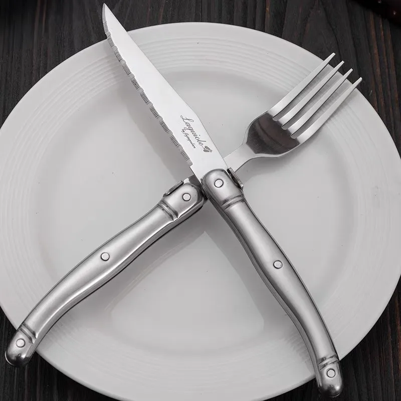 Laguiole Stainless Steel Steak Forks set Silver Dinner Fork Tableware Hollow Handle Cutlery Silverware 2/4/6/10pcs 9inch