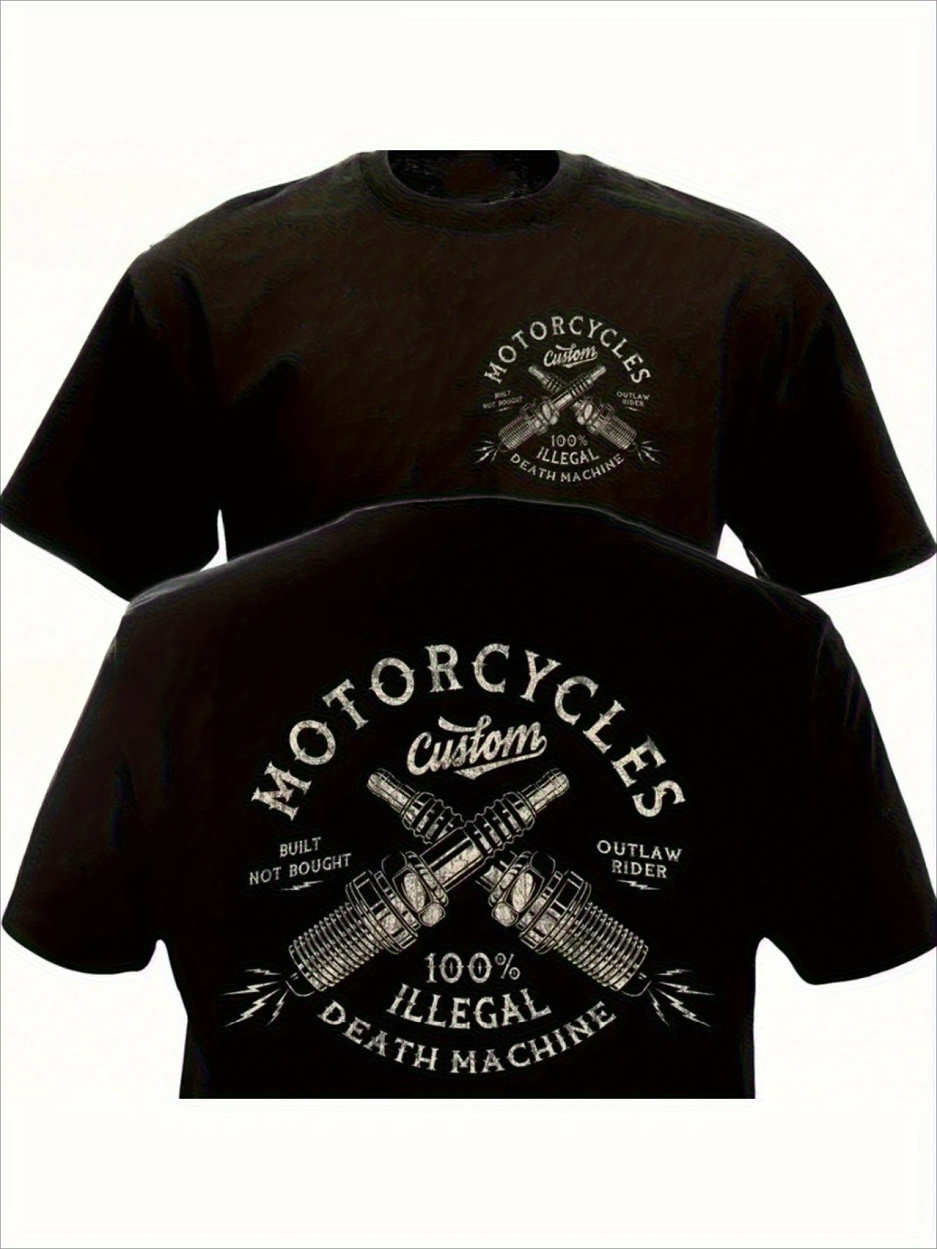 Men's Retro Motorcycle T-Shirt with Outlaw Death and Death Illegal Slogans Retro Style Graphic Shirt Clubs Gift Unisex PLUS SIZE