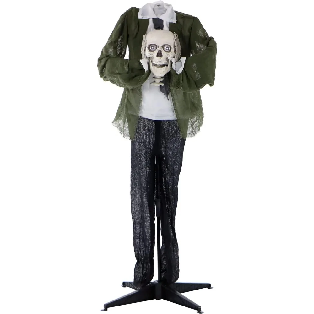 

Talking Headless Skeleton with Touch Activated Lights and Sound, Battery-Operated Indoor or Covered Outdoor Halloween Decoration