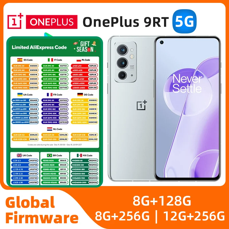 OnePlus 9RT 9R T 5G Global Rom Multi-language 8GB 128GB Snapdagon 888 120Hz 6.62 inches AMOLED 65 Warp Charging used phone