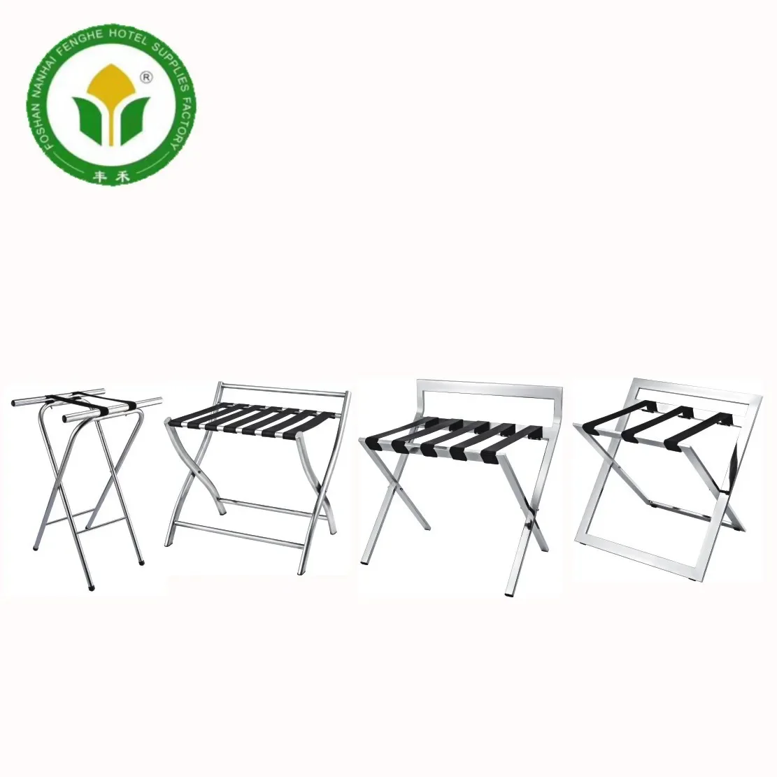 Cross-border Supply Manufacturer Mirror Steel Movable Luggage Rack Hotel Metal Luggage Rack