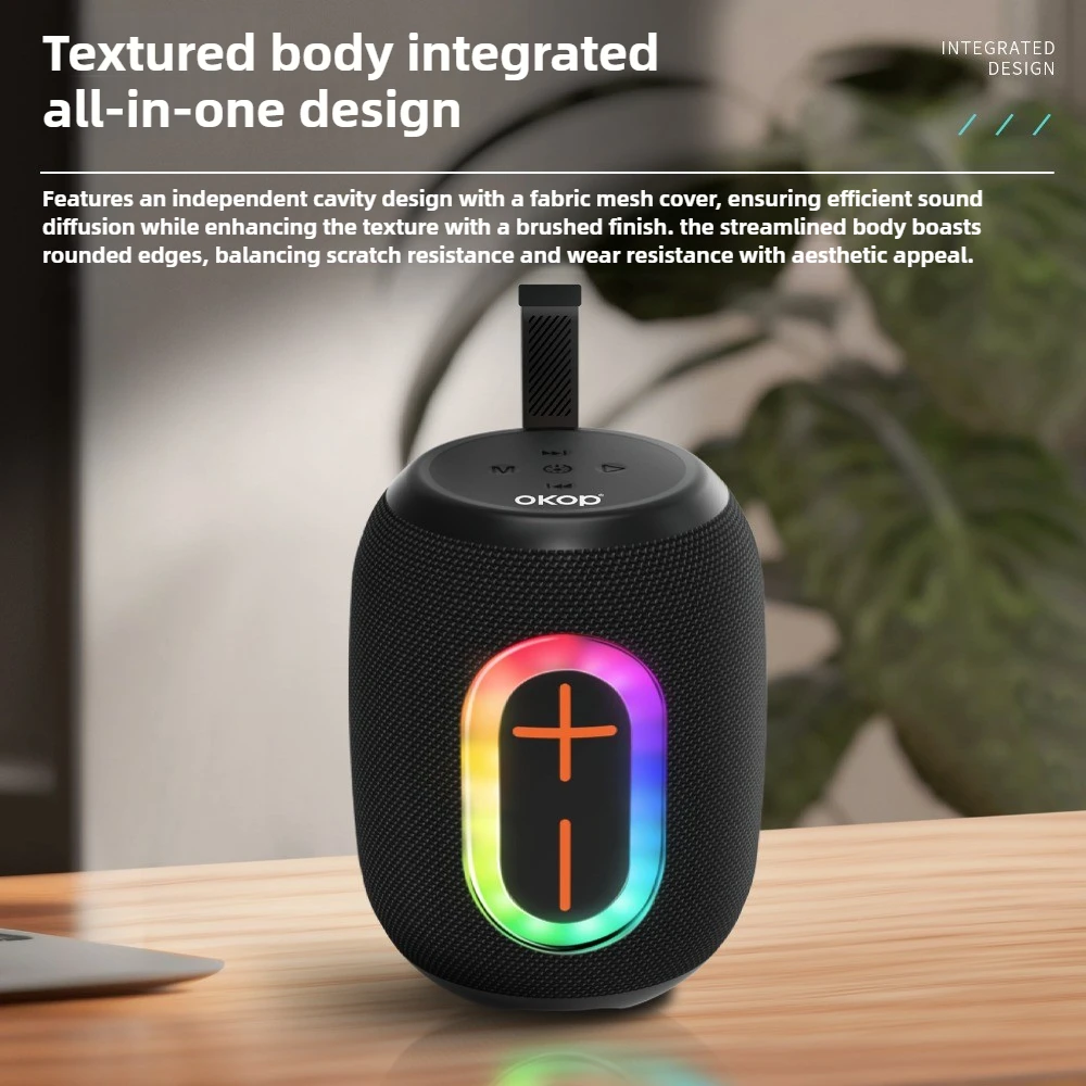 OKOP 블루투스 오디오, 강력한 서브우퍼, 고품질 고출력 스피커, 야외 휴대용 스피커, 가정용 고급 분위기 조명