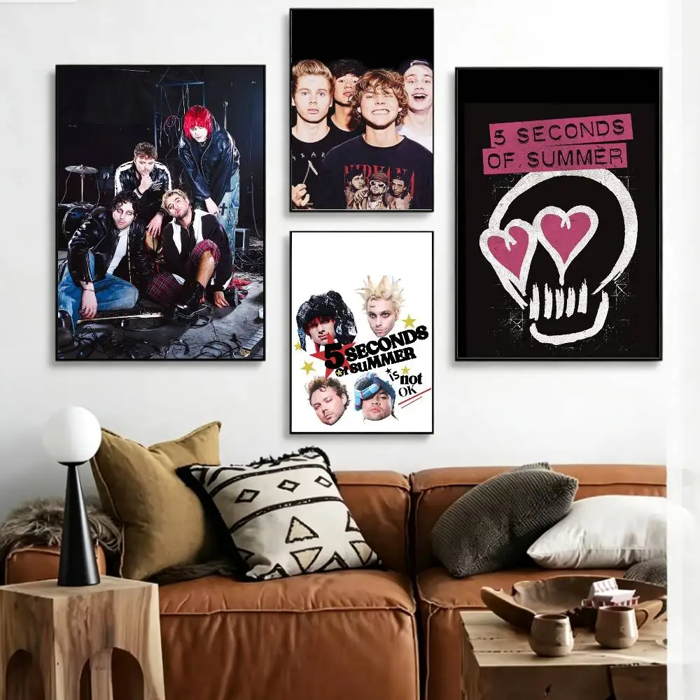 5SOS S-Seconds of S-Summer   Poster HD Self Adhesive Waterproof Wall Art Ideal for Home Office Dorm Gift