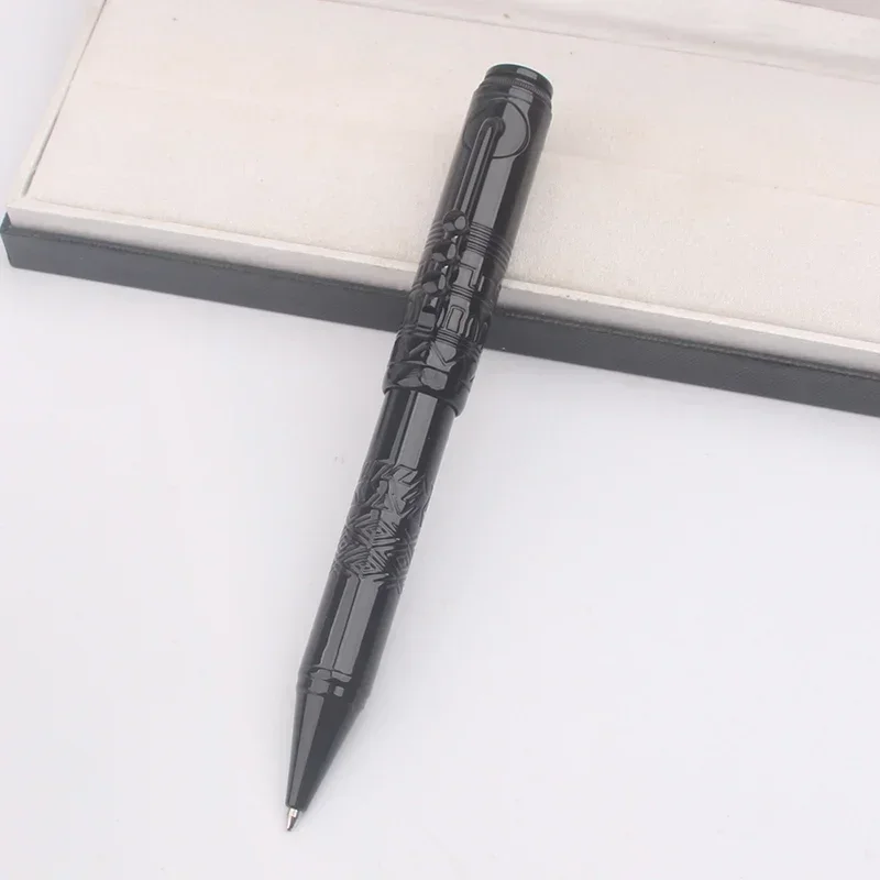 عالية الجودة معدن أسود قلم حبر جاف قلم الكرات الدوّارة البطانة نمط الجاز برميل رواية الكتابة أقلام لوازم مكتبية