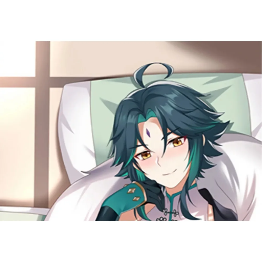 Xiao Dakimakura Pillowcase Teal Short Layered Hair Peach Skin Cushion Cover