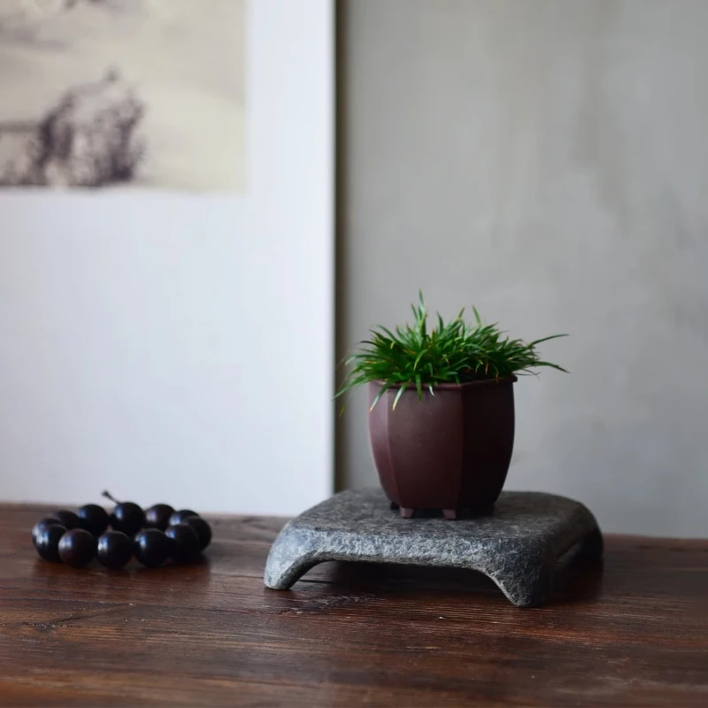 Imagem -03 - Teaware Conjunto Antigo com Pedestal de Pedra Bule Pires Prato Preto Natural Teaware Chinês Acessórios de Escritório Casa e Decoração de Mesa