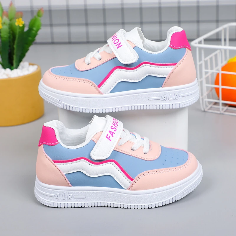 Girl\'s Fashion Non-slip Sneakers Pink New Casual Shoes Students Running Shoes Kids Children Girls Breathable Outdoor Shoes