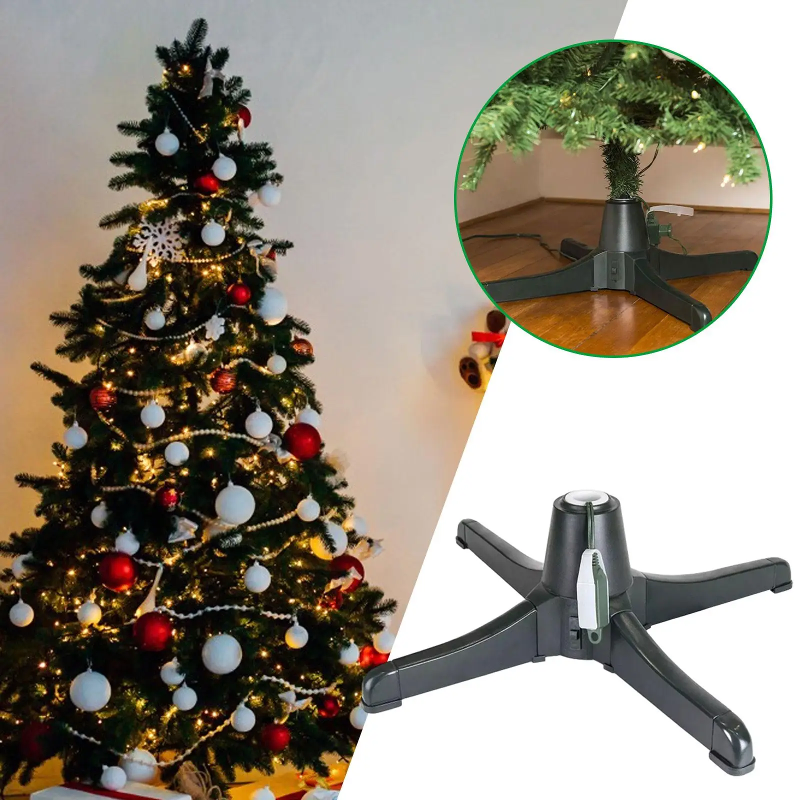 Electric Christmas Tree Stand Electric Xmas Tree Stand 360 Degree Rotating Tree Stand for Yard Indoor Outdoor Living Room Decor