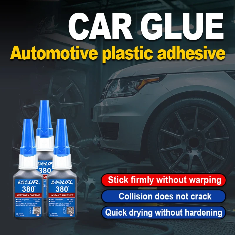 LOOLIFL380 Black 20g Super Glue Instant Fast-Drying Cyanoacrylate Adhesive for Leather, Rubber, Wood, Metal, Strong Bonding Liquid Glue