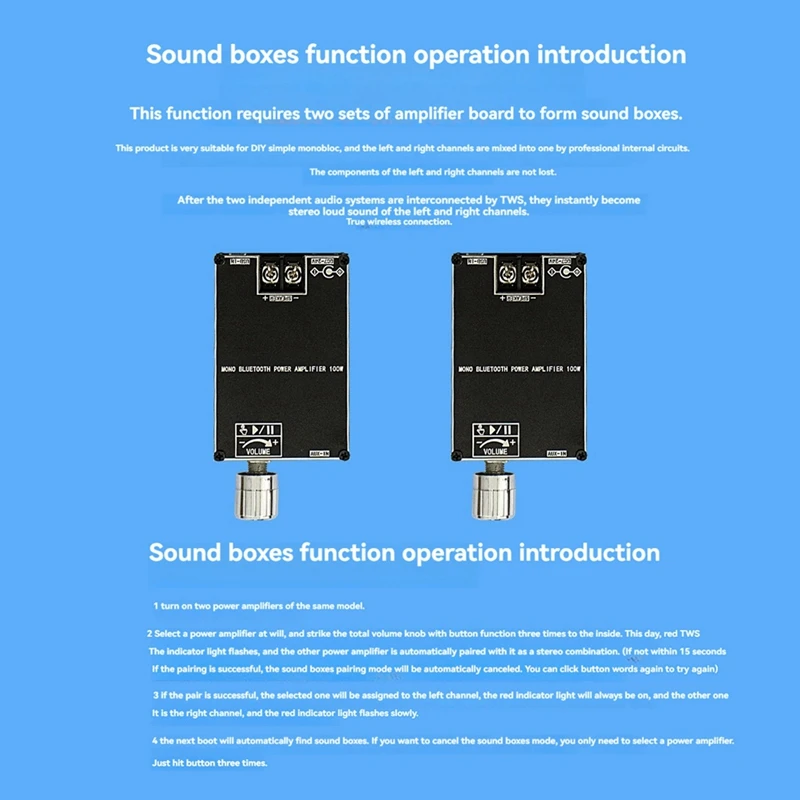 100W Bluetooth Audio Amplifier Board Module Mono Digital Power Amplifier Board With TWS For Home Theater