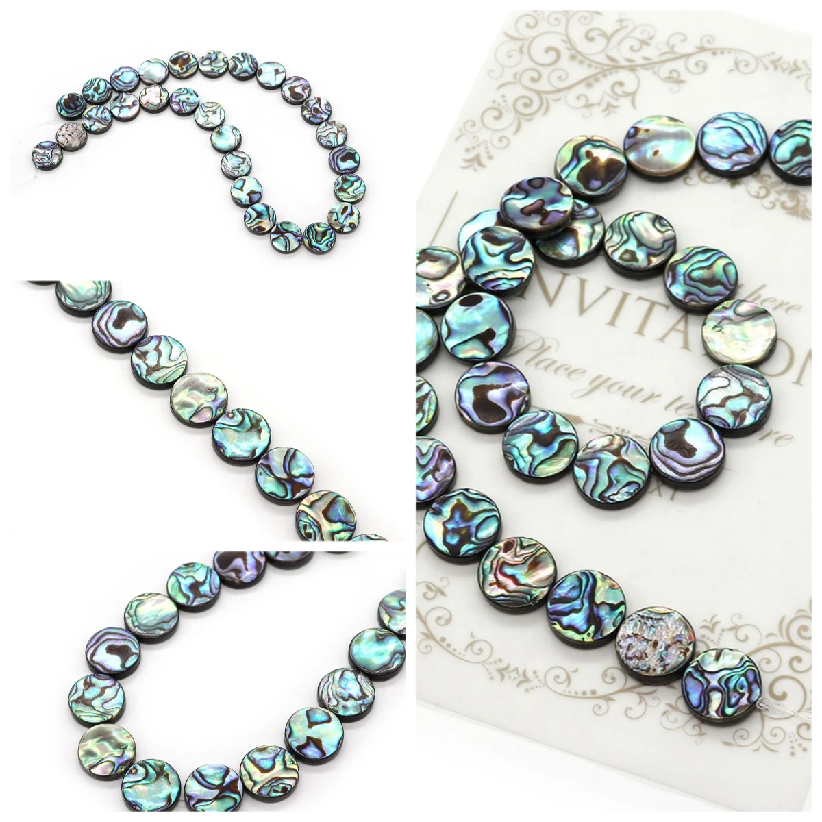 

Fashionable Round Natural Shell Beads Straight-hole Abalone Shell Loose Beads for Jewelry Making Women Necklace Gift Accessories