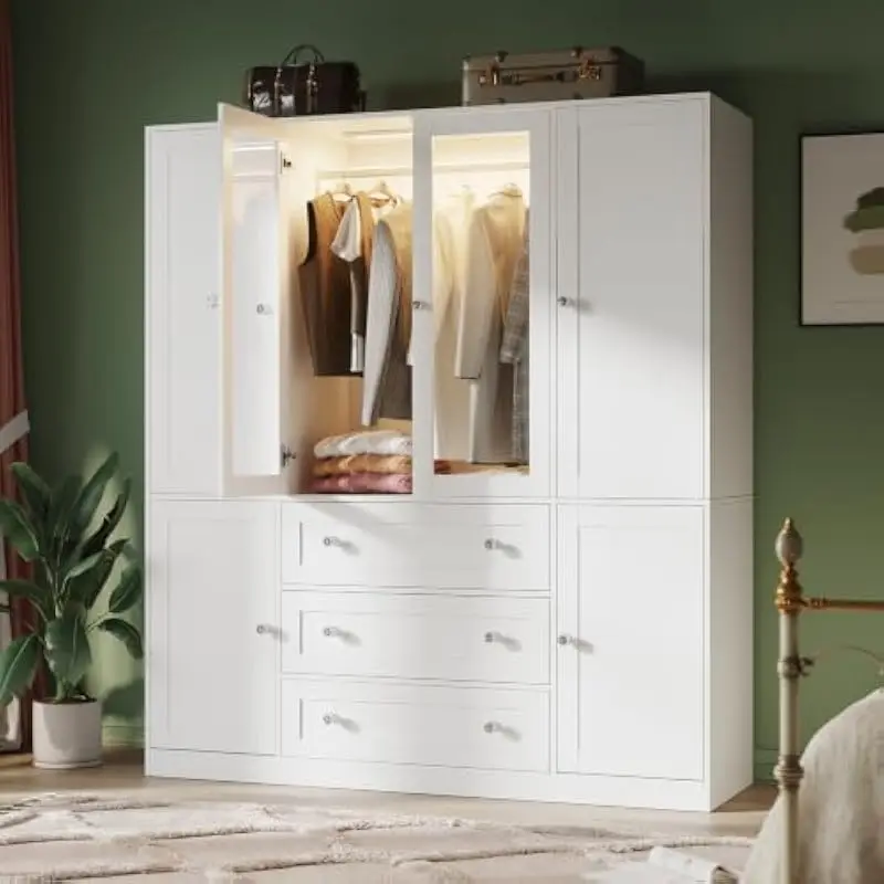 71' H Armoire Wardrobe Closet with Motion Sensor LED Light